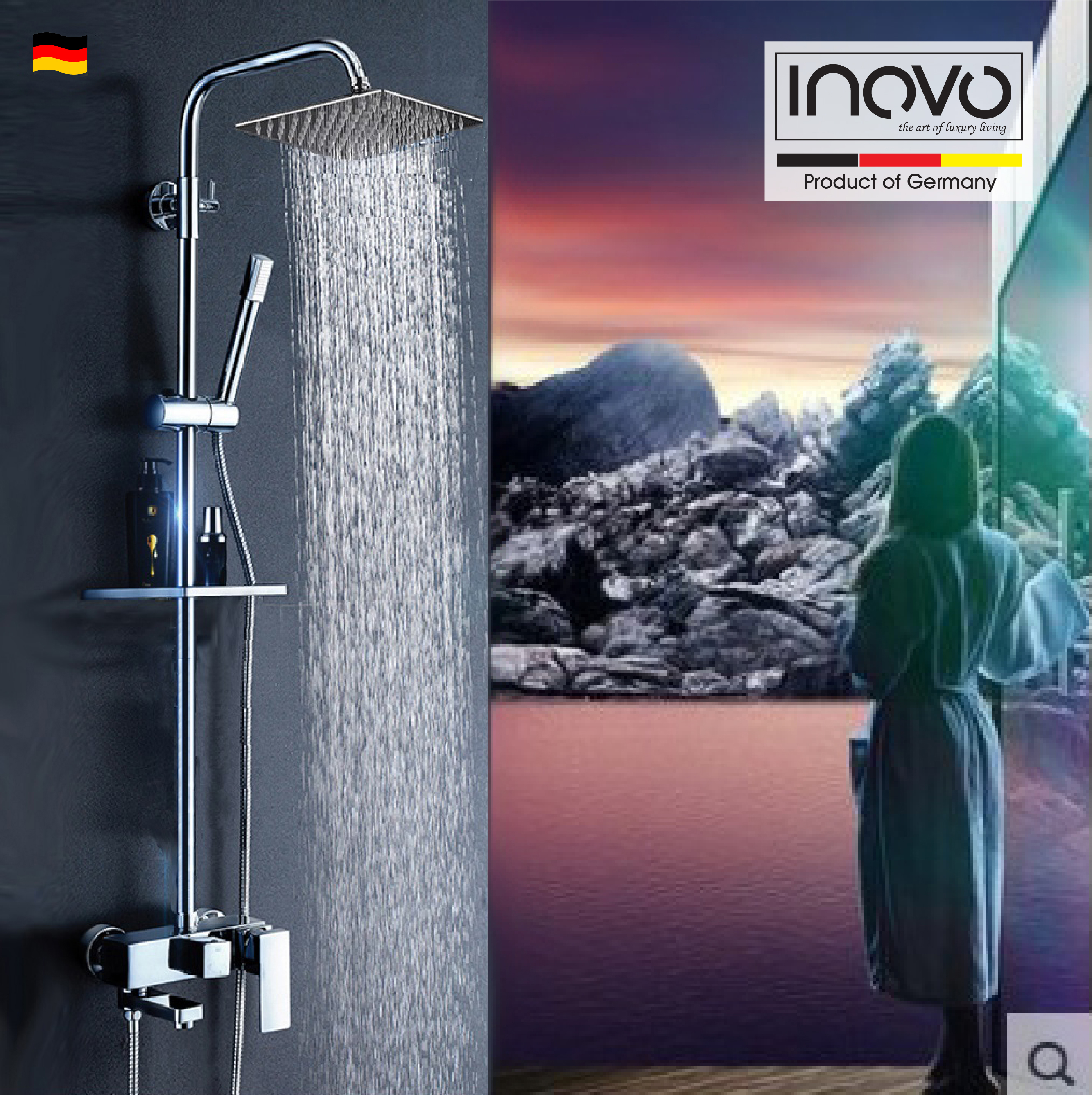 INOVO® Milano Rain Shower Set with Removable Bath Storage ...