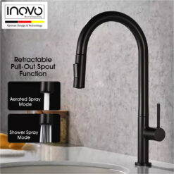 INOVO® Cosimá Pull-Out Sink Mixer kitchen Tap Faucet In Black- PUB WELS Certified
