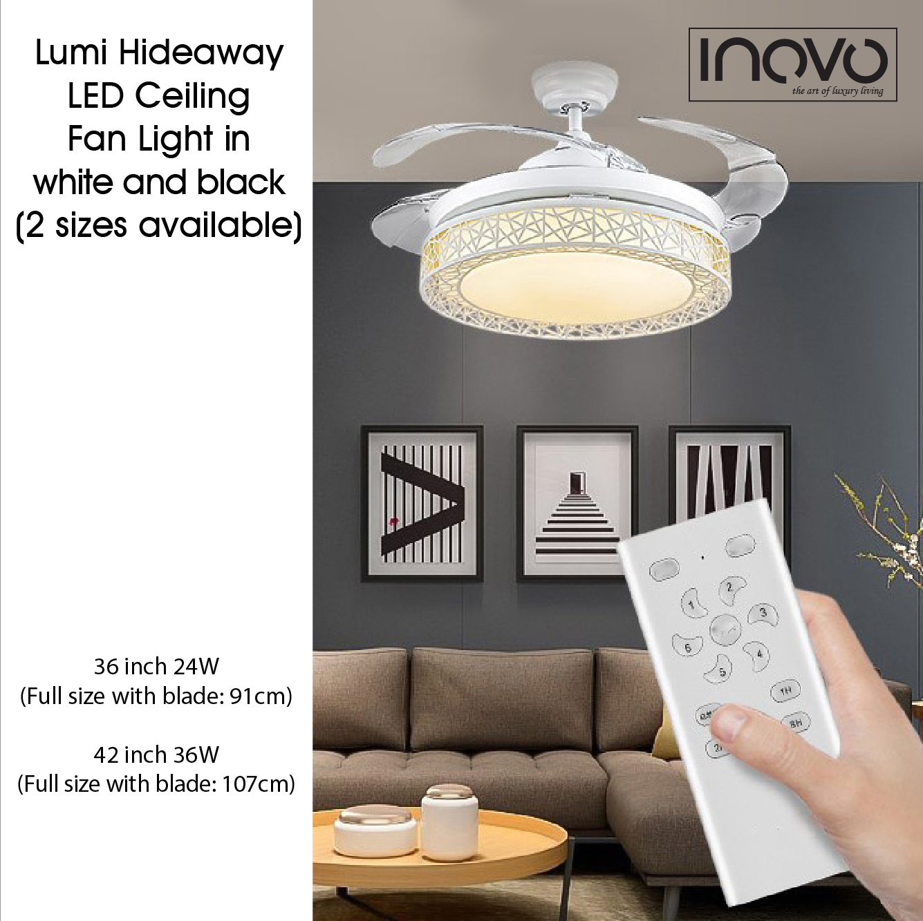 Inovo Lumi Hideaway Dc Ceiling Fan In