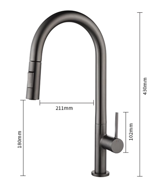 INOVO® Cosimá Pull-Out Sink Mixer kitchen Tap Faucet In Black- PUB