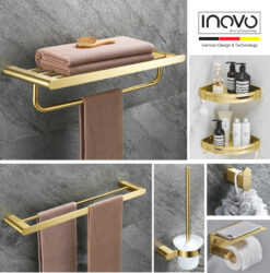 INOVO Dazzle Bathroom Accessories 6 pcs set. Aluminum in Brushed Gold