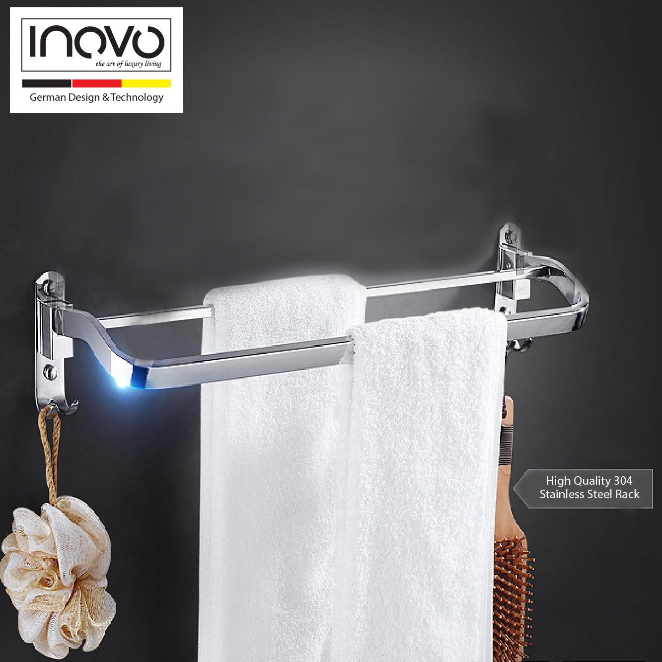 INOVO Loure Bathroom Accessories in Stainless Steel 6 pcs set - inovo