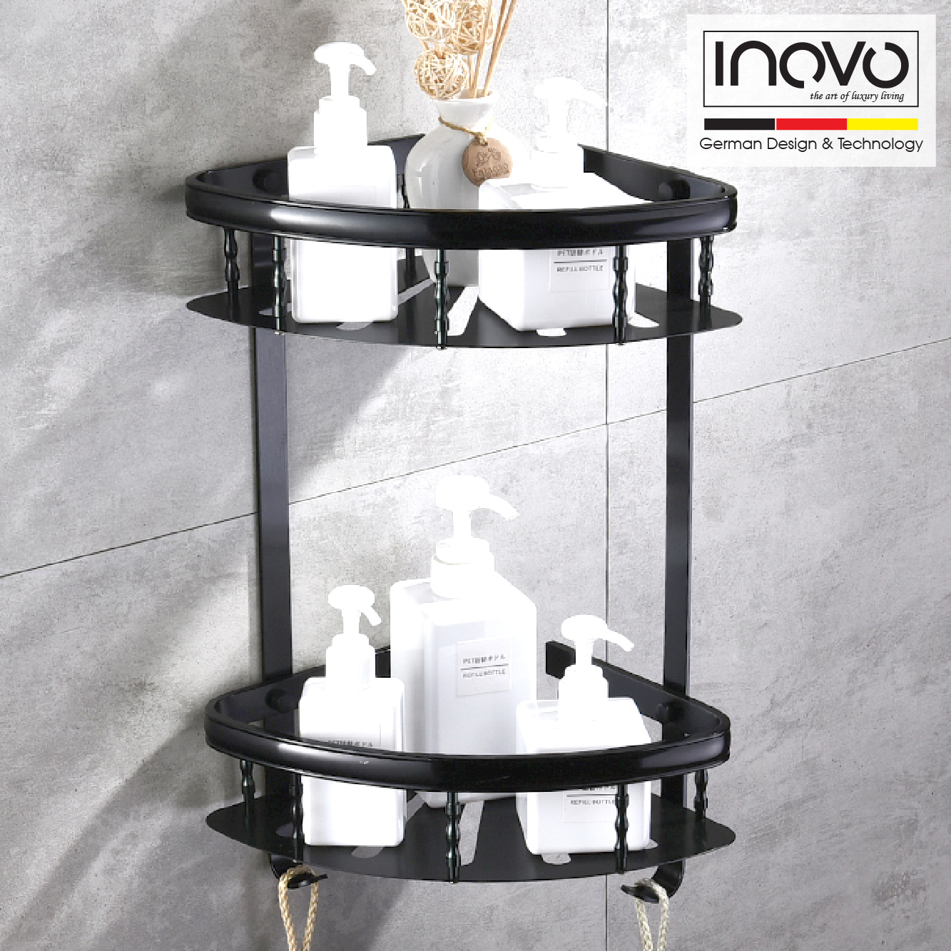 INOVO Enzo Bathroom Accessories in Black 6 pcs set - inovo