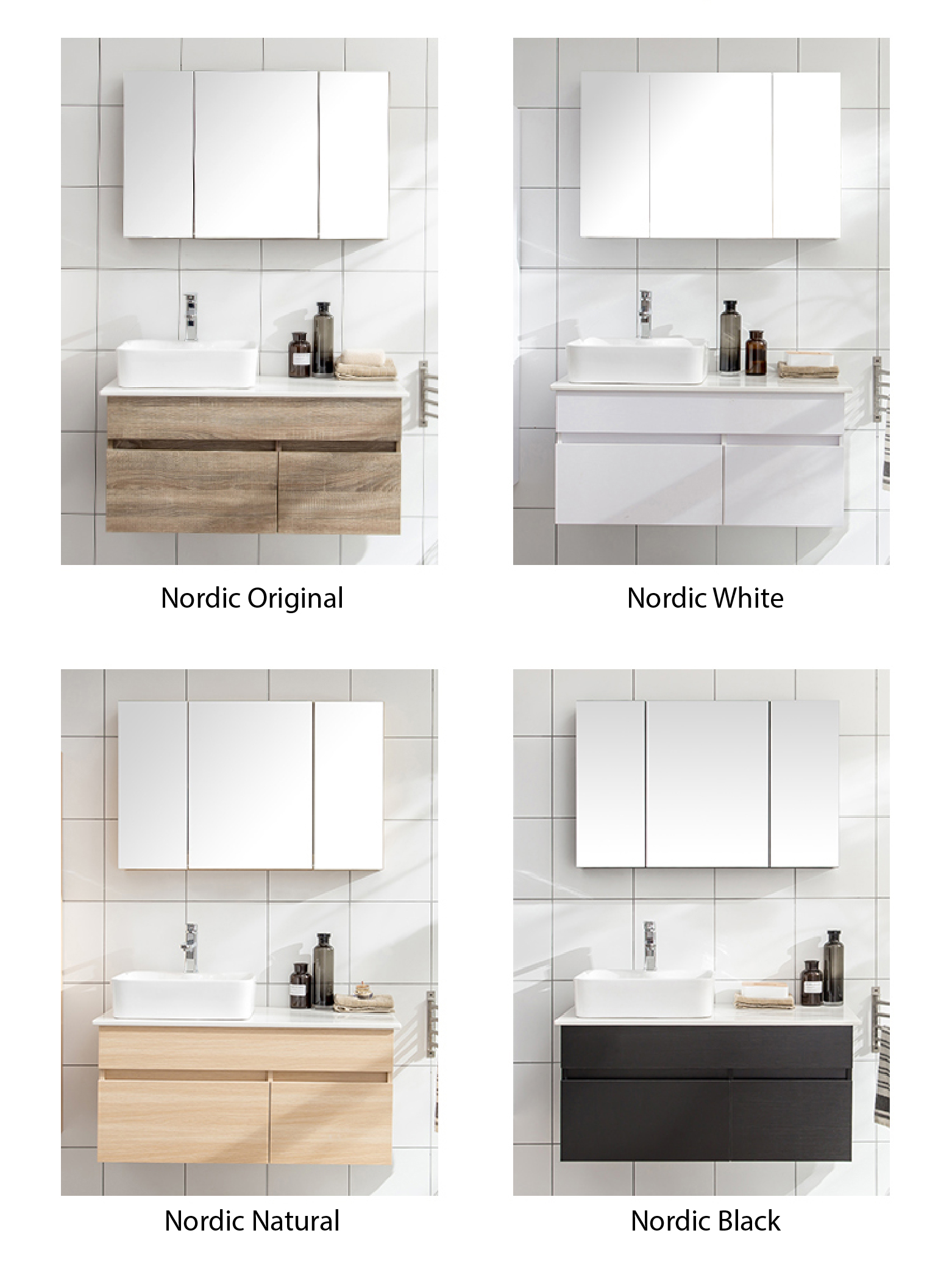 Luxury Nordic Vanity Cabinet SEMI-RECESSED (Nordic White) - inovo