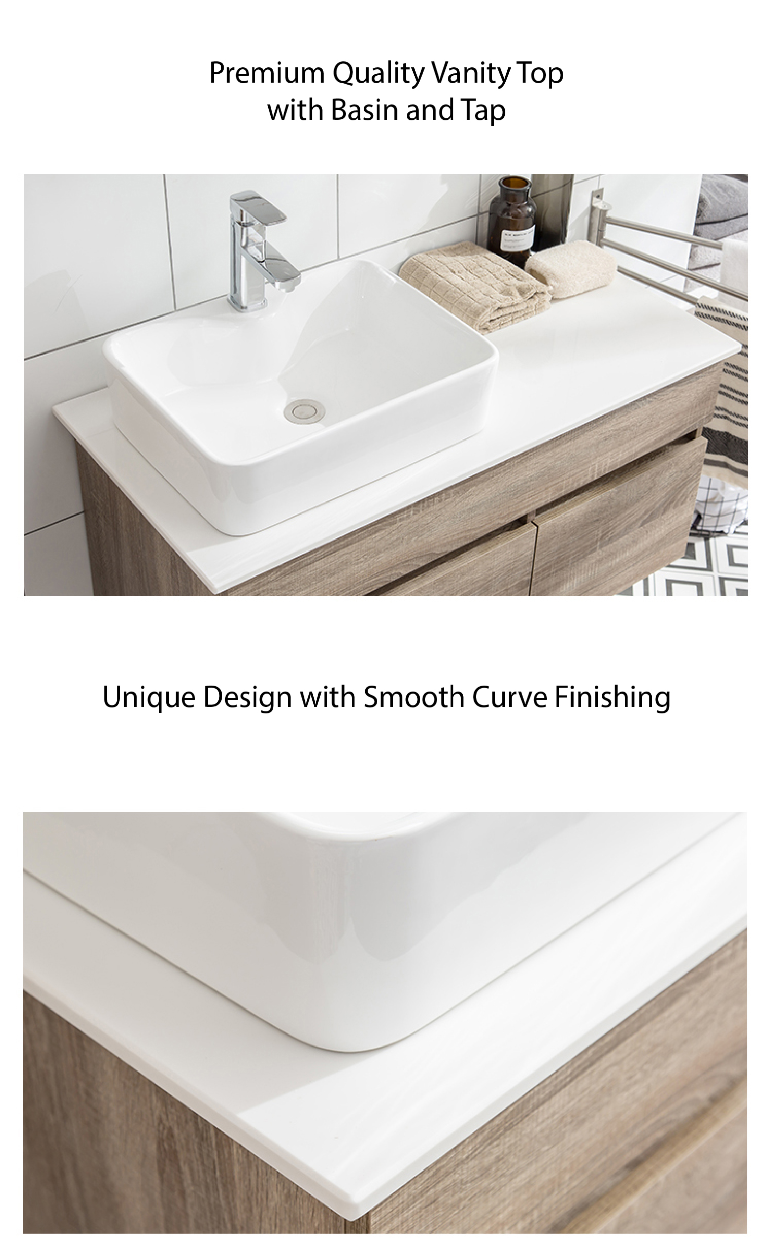 Luxury Nordic Vanity Cabinet SEMI-RECESSED (Nordic White) - inovo
