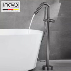 Alternative view of Luxury Brushed Gold Trinity Freestanding Bathtub Faucet Tap