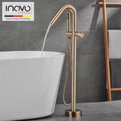 Luxury Brushed Gold Trinity Freestanding Bathtub Faucet Tap