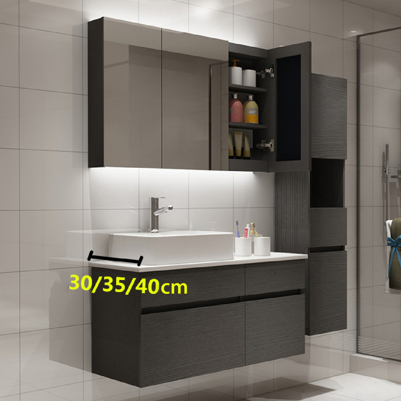 Bruno Full Customize Vanity Cabinet, Stainless Steel Mirror Cabinet Singapore