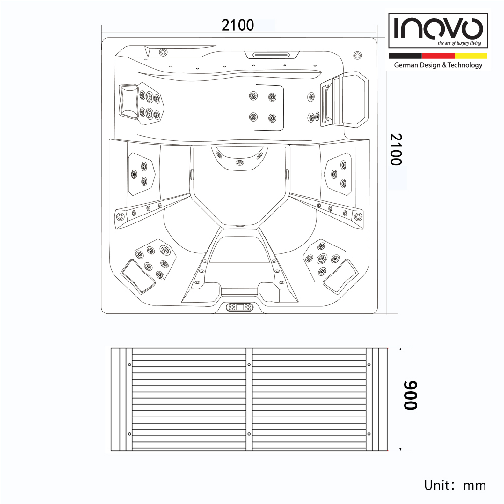 Luxury Anaïs Outdoor Jacuzzi Whirlpool Hot Tub / 6 Persons - inovo