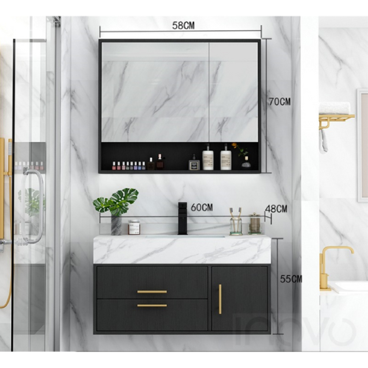 Classico Vanity cabinet with mirror cabinet