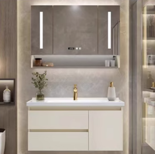 Luxury Grande Stainless Steel Bathroom Vanity Basin Cabinet (Cream Colour) Width 36cm, 40cm, 44cm, 48cm - Image 5