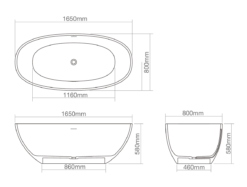 Luxury Anneliese Cast Stone Solid Surface Freestanding Bathtub / Length 130cm-180cm - Image 6