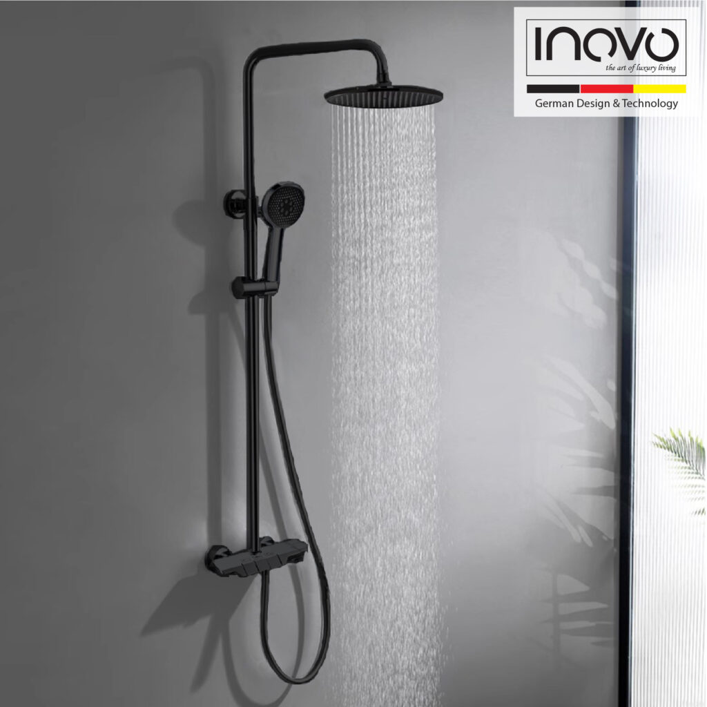 INOVO® Ońyx Piano Design Rain Shower Column Set in Matt Black- PUB WELS ...