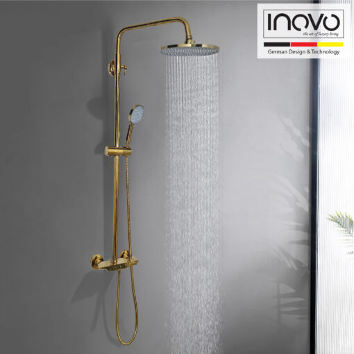 INOVO® Ońyx Piano Design Rain Shower Column Set in Royal Gold- PUB WELS Certified