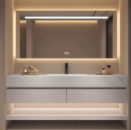 Luxury Alexa Sintered Stone Bathroom Vanity Basin Cabinet (White Colour) Width 36cm, 40cm, 44cm, 50cm
