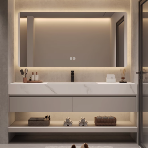 Luxury Alexa Sintered Stone Bathroom Vanity Basin Cabinet (White Colour) Width 36cm, 40cm, 44cm, 50cm - Image 3