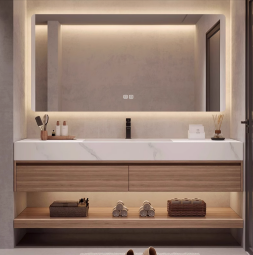 Luxury Alexa Sintered Stone Bathroom Vanity Basin Cabinet (White Colour) Width 36cm, 40cm, 44cm, 50cm - Image 2