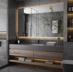 Luxury Alexa Sintered Stone Countertop Bathroom Vanity Basin Cabinet (Walnut Black) Width 36cm, 40cm, 44cm, 50cm