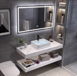 Luxury Lumina Sintered Stone Bathroom Vanity Basin Top Mount (Marble White) Width 40cm, 42cm, 45cm, 48cm
