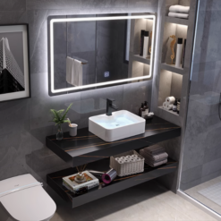 Luxury Lumina Sintered Stone Bathroom Vanity Basin Top Mount (Classic Black) Width 40cm, 42cm, 45cm, 48cm