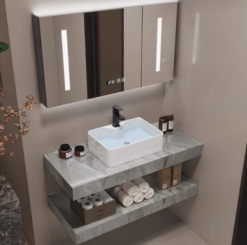 Luxury Lumina Sintered Stone Bathroom Vanity Basin Top Mount (Italian Grey) Width 40cm, 42cm, 45cm, 48cm