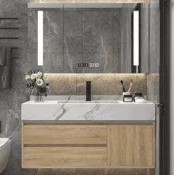 Luxury Sereno PVC Bathroom Vanity Basin Cabinet in Natural Colour / Width 36cm, 40cm, 44cm, 48cm