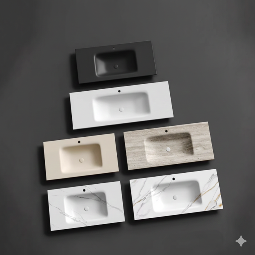 Luxury Boris Sintered Stone Basin Countertop / Width 36cm, 40cm, 44cm, 48cm